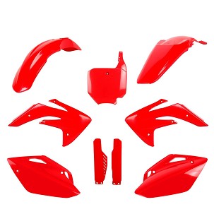 POLISPORT KOMPLET PLASTIKE (FULL KIT) HONDA CRF 150 '07-'25W SETU TABLICA PREDNJA (8663200004) I ŠTITNICI AMORTIZERA (8351300004) BOJA CRVENA OEM