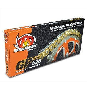 MOTO-MASTER AKCIJA POGONSKI LANAC GP-520G MX PROFESSIONAL MOTOCROSS RACING CHAIN BEZ O-RINGOVA BOJA ZLATNA (118 KARIKA, SPOJNICA U KOMPLETU)