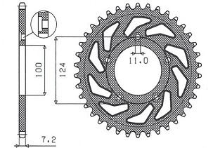 SUNSTAR LANČANIK ZADNJA 4443 38 DUCATI 749 '03-'06 (JTR744.38) (LANAC 525) (444338JT)