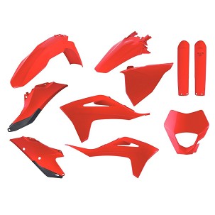 POLISPORT KOMPLET PLASTIKE GAS GAS EC 250/300 TPI '21-'23; EC-F 250/350 '21-'23W SETU ŠTITNIK LAMPE (8668300004) I ŠTITNICI AMORTIZERA (8398600011) BOJA CRVENA CRNA