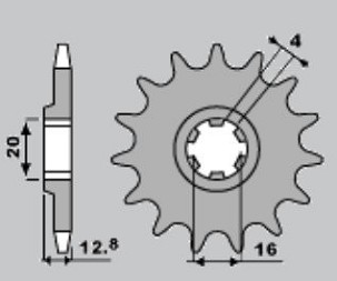 PBR LANČANIK PREDNJA 801 13 TM 125 EN '00-'05, TM 125 MX '00-'04, TM 80 '93-'01 (LANAC 520) (MADE IN ITALY)