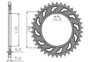 SUNSTAR LANČANIK ZADNJA 4385 48 YAMAHA R6 '06-'15, MT-09 '14-'15 Tenere /WORLD RAID 700 19-23 (+3), SUZUKI GSXR 750 '11-'15 (+3) (JTR1876.48) (LANAC 525) (438548JT) (BOJA SREBRNA)