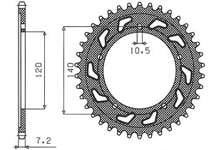 SUNSTAR LANČANIK ZADNJA 4398 44 SUZUKI/TRIUMPH (JTR1792.44)* (LANAC525) (439844JT)