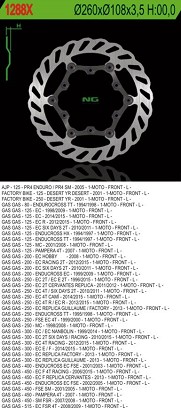 NG DISK KOČIONI PREDNJI GAS GAS 125/200/250/300/400/450/515 (PLUTAJUĆI) (260X108X3,5) (6X6,5MM) WAVE