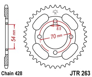 JT LANČANIK ZADNJA 263 34 HONDA CT 100 '86-94'; PEUGEOT 110 VOX '13', KYMCO 110/125/150 (26334JT) (LANAC428) PO NARUDŽBINI