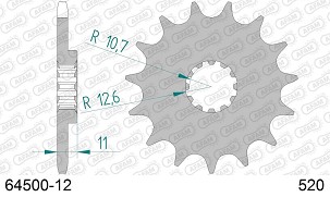 AFAM 2026/06 PREDNJI LANČANIK 727 12 HUSQVARNA CR/WR/TC/TE 125/250/300/310/410/510/610 (LANAC 520) (JTF824.12)