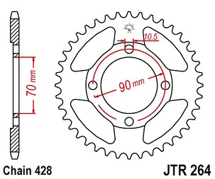 JT LANČANIK ZADNJA JTR264 45 HONDA CT 110 '99-00' (26445JT) (LANAC428)