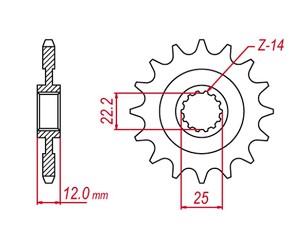 GROSSKOPF RASPRODAJA LANČANIK PREDNJA 2102 14 GAS GAS EC 125/200/250/300/400/450/515 '00-20, RIEJU MR 300 '21-, (+1) (LANAC520) (JTF715.14)