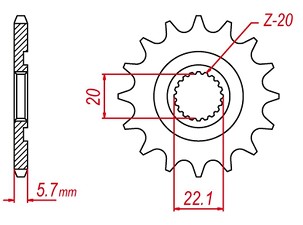 GROSSKOPF RASPRODAJA LANČANIK PREDNJA 2103 13 GAS GAS EC 250/300/450F '11-'15, YAMAHA YZ 125, YZ250F '01-'25, WR 250F '01-'25 (E250-13) (JTF1590.13)