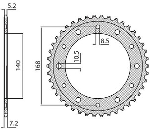 SUNSTAR LANČANIK ZADNJA 4550 42 BMW F 800GS '08-'12 (OTVOR POD ŠRAF 8,5MM) (JTR6.42) (LANAC 525) (455042JT)