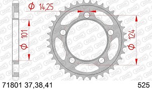 AFAM 2026/06 ZADNJI LANČANIK 4508 38 KTM 950/990/1190 RC8 /DUKE/ SUPERMOTO (LANAC 525) (JTR898.38)
