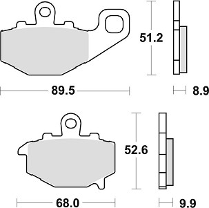 TRW ZF PLOČICE KOČIONE KH192 SINTER STREET KAWASAKI ZX6R 600 94-16, ZX6R 636 02-06, ER6 06-16, VERSYS 650 07-14, SA 750 04-06, ZX9R 94-04, SA 1000 / SX '10-, ZX10R 04-09, GPZ 1100 95-98, ZADNJI