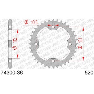 AFAM 2026/06 ZADNJI LANČANIK 4485 36 (448536) KYMCO KXR, KXU, MAXXER, MXU 250/300 '02-'15 (LANAC 520) (JTR1072.36)