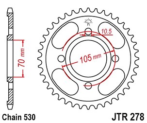 JT LANČANIK ZADNJA 278 34 HONDA CB 250 '73-77',CJ 250 '76-79', CB 360/400 '75-79' (27834JT) (LANAC530)
