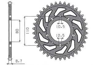 SUNSTAR LANČANIK ZADNJA 334 43 HONDA CBR 600F '87-'90, VF 1000F '84-'87 (JTR1334.43) (LANAC 530) (33443JT)