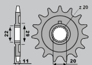 GROSSKOPF RASPRODAJA LANČANIK PREDNJA 2275 14 SHERCO 125 SE-R '18-21, 250 SE F/SE F-R '14-20, 300 SE F '14-20 (LANAC 520) (WIELOKLIN 20 SA.)