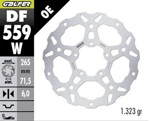 GALFER ZADNJI DISK KOČNICE DUCATI DESERT 937X '21-; DESERT 937X RALLY '24-; MULTISTRADA V4 1150/1158/1103 '21- (TALASASTI DISK) (265X71,5X6MM)
