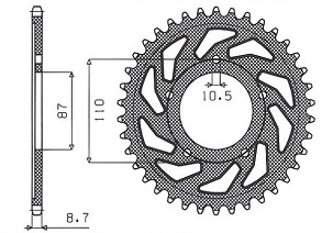SUNSTAR LANČANIK ZADNJA 824 45 SUZUKI GSX 750F (99-06), GSX 600F '92-'97 (JTR829.45) (LANAC 530) (82445JT)