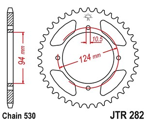JT LANČANIK ZADNJA 282 37 HONDA CB 500F/K '78-'80 (28237JT) (LANAC 530)