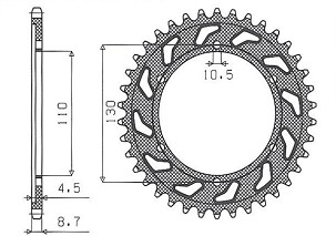 SUNSTAR LANČANIK ZADNJA 241 48 YAMAHA R6 '03-'10 (JTR479.48) (LANAC 530) (24148JT)