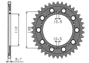 SUNSTAR LANČANIK ZADNJA 4448 44 / 408 44 HONDA CBR 600F '91-'96, CBF 1000 '06-'10, CBR 1100 XX '97-'07 (SC35) (JTR1871.44) (JTR302.44) (LANAC 530) (4084