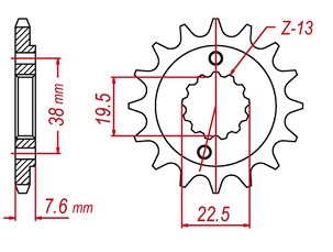 GROSSKOPF LANČANIK PREDNJA 2116 13 SUZUKI LTR 450 '06-'10, LTZ 400 '03-'12, RMX 450 '10-'13, KAWASAKI KFX 400 '03-'06, HYOSUNG TE 450 (JTF1401.13) (-1) (LANAC 520)