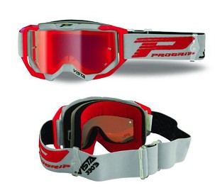 PROGRIP GOGLE PG3303-288 FL VISTA KOLOR SZARY CZERWONY (SZYBA PG3348 CZERWONA LUSTRZANA, ANTISCRATCH, NO FOG, ANTI UV + SZYBA PG3310 GRATIS) (PZ3303-288 FL)