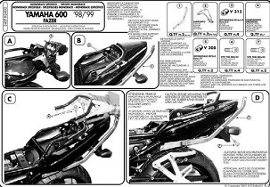 KAPPA NOSAČ CENTRALNOG KOFERA YAMAHA FZS 600 FAZER (98-03) ( BEZ PLOČE )
