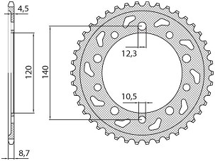 SUNSTAR LANČANIK ZADNJA 4409 44 TRIUMPH TIGER 1050 '07-'13 (JTR1800.44) (LANAC 530) (440944JT)
