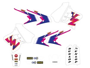 TECNOSEL (BLACKBIRD) KOMPLET NALEPNICA (FOLIJA) YAMAHA YZ 125/250 '93-'95, REPLICA TEAM YAMAHA '93 BOJA ROZE/PLAVA/BELA