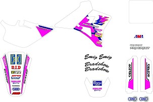 TECNOSEL (BLACKBIRD) KOMPLET NALEPNICA (FOLIJA) YAMAHA YZ 250 '90-'92, REPLICA TEAM YAMAHA '92 USA BOJA ROZE/ BELA