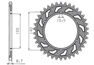 SUNSTAR LANČANIK ZADNJA 498 45 KAWASAKI ZZR 600 90-92 (JTR499.45) (LANAC 530) (49845JT)
