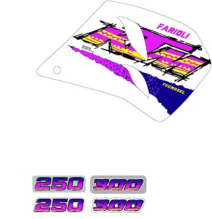 TECNOSEL (BLACKBIRD) KOMPLET NALEPNICA (FOLIJA) KTM 250/360 '93-'97, REPLICA TEAM KTM ENDURO '94 BOJA ROZE/PLAVA