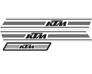 TECNOSEL (BLACKBIRD) KOMPLET NALEPNICA (FOLIJA) KTM GS '74-'76, REPLICA OEM KTM, BELE POZADINA