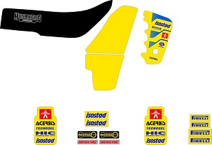 TECNOSEL (BLACKBIRD) KOMPLET NALEPNICA (FOLIJA) HUSABERG FE/FS '90-'99, REPLICA TEAM HUSABERG '90 BOJA ŽUTA/ CRNA