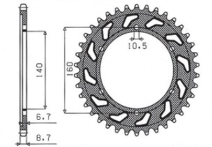 SUNSTAR LANČANIK ZADNJA 502 45 KAWASAKI GPX 750R, GPZ 750/900/1100, ZRX/ZZR 1100 (JTR502.45) (LANAC 530) (50245JT)