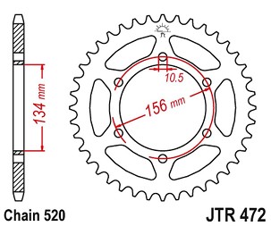 JT LANČANIK ZADNJA 473 37 KAWASAKI SA 200 '77-83', SA 250 '81-83' (47337JT) (LANAC520)