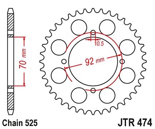 JT LANČANIK ZADNJA JTR474 48 KAWASAKI KH 250 '75-82', S1 250 '73-75' (47448JT) (LANAC 525) PO NARUDŽBINI