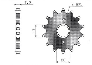 SUNSTAR LANČANIK PREDNJA 2037 16 HONDA CBR 125, CBF 125 '09-'14 (JTF1264.16) (LANAC 428) (203716JT)