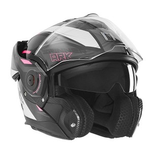 NOX PREMIUM KACIGA PAŠNI FLIP-BACK (PAKNA ZA ZADNJEG) SA VIZIROM SPINNER ARK BOJA CRNA/BELA/ROZE VELIČINA M