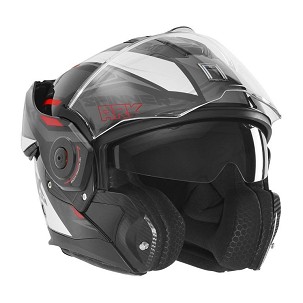 NOX PREMIUM KACIGA PAŠNI FLIP-BACK (PAKNA ZA ZADNJEG) SA VIZIROM SPINNER ARK BOJA CRNA/BELA/CRVENA VELIČINA M