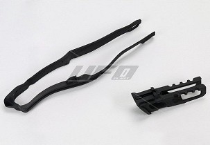 UFO KOMPLET KLIZAČ (HO04663001) + VOĐICA (HO04662001) LANCA HONDA CRF 250 R '14-'17, CRF 450 R '13-'16 BOJA CRNA