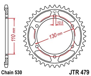JT LANČANIK ZADNJA 241 48 YAMAHA R6 '03-'10 (KONVERZIJA NA 530) (24148JT) (LANAC 530) CRNA