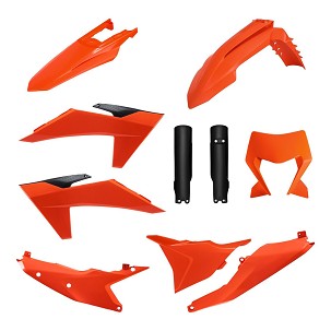 POLISPORT KOMPLET PLASTIKE (FULL KIT) KTM EXC/EXC-F/XC-W/XC-WF TBI '24-'25W SETU ŠTITNIK LAMPE I ŠTITNICI AMORTIZERA (8352500001) BOJA NARANDŽASTA CRNA OEM '25