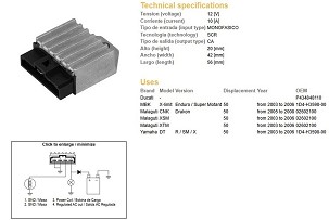 DZE REGULATOR NAPONA YAMAHA DT 50 '03-'06; MALAGUTI 50 '03-'06; MBK 50 '03-'06; DUCATI (1D4-H3598-00)