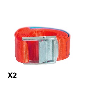 BIKETEC KOMPLET 2 KAIŠA TRANSPORTSKICH 25MM X 2M OPTEREĆENJE ZA 250KG, 2 PASY BOJA CRVENA