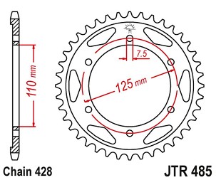 JT LANČANIK ZADNJA 485 46 GILERA 125 KK/KZ '06-89', 125 COUGAR '01' (48546JT) (LANAC428)