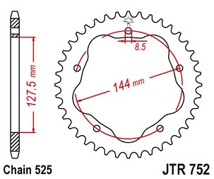 JT LANČANIK ZADNJA 4320 36 ALUMINIJUMSKA (ERGAL) DUCATI BIPOSTO 916 '94-'00, BIPOSTO/SPS 996 '99-'01, 998/S '02-'03, MONSTER 795 '12-'15, EVO 848 '08-'13, MONSTER 1100 '09-'13 (LANAC 525)