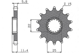 SUNSTAR LANČANIK PREDNJA 1252 17 KTM LC4 400/600/620/640/690 (JTF1902.17) (LANAC 520) (125217JT)