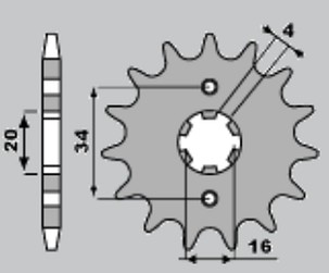 PBR LANČANIK PREDNJA 263 16 18NC YAMAHA DT/TZR/SR/RD 125 (LANAC 428) (MADE IN ITALY)